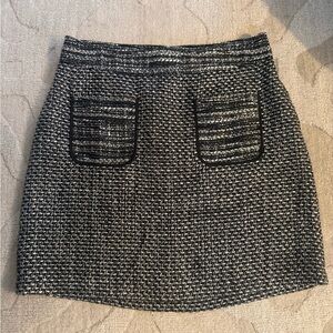 LOFT Black and Gray Mini Skirt